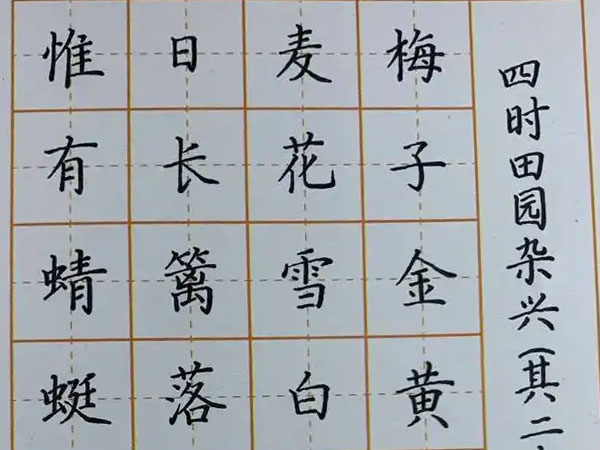 书法素材诗词：四时田园杂兴（其二十五）[宋]范成大(梅子金黄杏子肥)