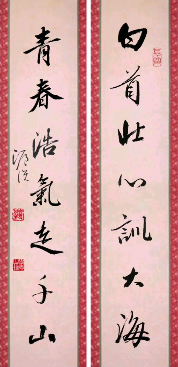 楹联欣赏:白首壮志驯大海,青春浩气走千山