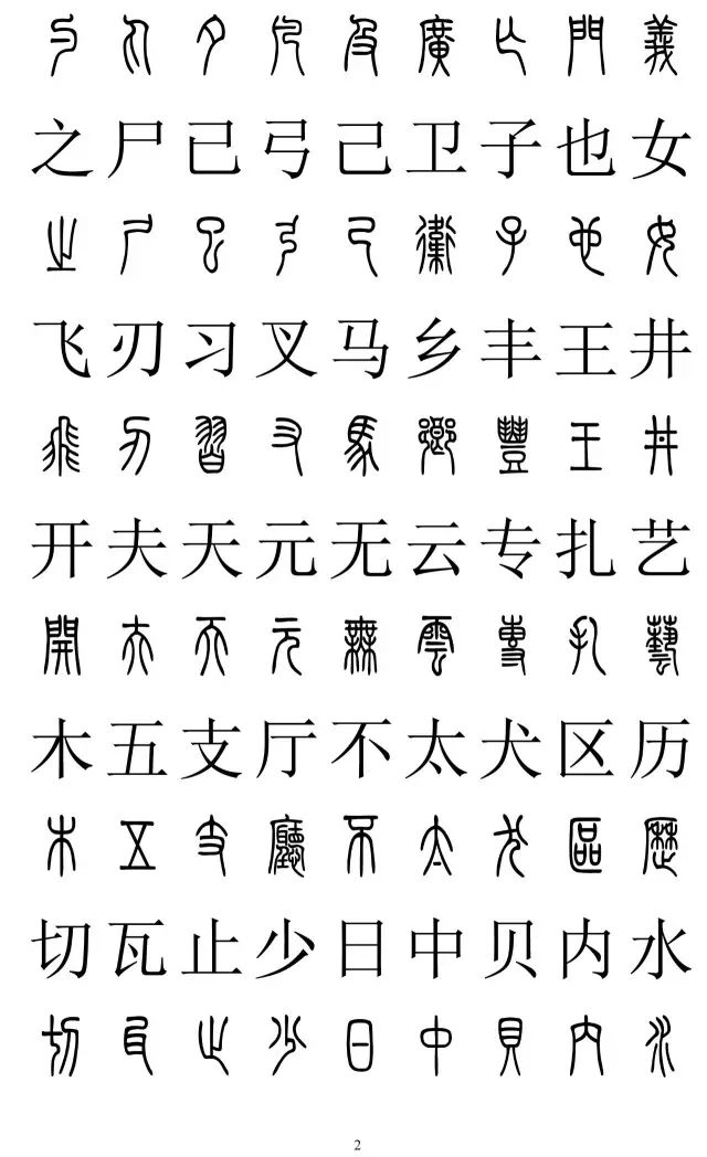 篆体对照字典2500字