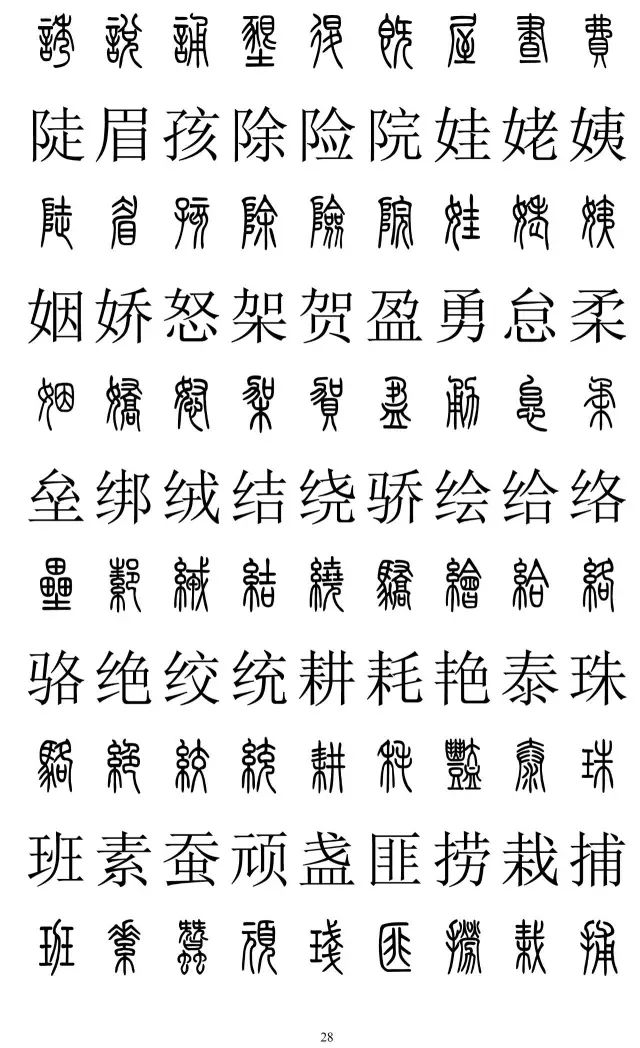 篆体对照字典2500字